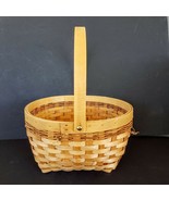 Woven Wicker Basket LOT 13&quot; tall x 11&quot; Round Fold Down 8&quot; x 7&quot; Side Hand... - £12.45 GBP