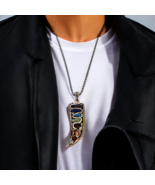 Men&#39;s Silver Horn Seven Chakras Pendant Necklace  - $32.99