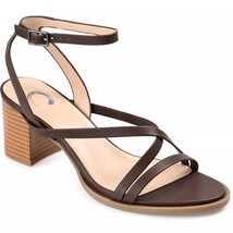 Journee Collection Women Block Heel Ankle Strap Sandals Anikah Size US 7.5 Brown - £25.22 GBP