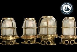 Nautical Reclaimed Antique Old Brass Original Wall Mount Bulkhead Light 4-Piece - £432.63 GBP