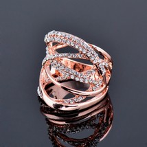 SINLEERY Unique Shiny Silver Color Multilayer Twisted Big Rings With CZ for Wome - £7.51 GBP
