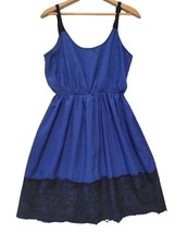 Charming Charlie Blue Black Lace Fit and Flare Dress Size L - £16.16 GBP