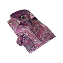 Men's Silky Paisley Floral Shirt By JT Milano AVM Turkey Slim Fit 6010-04 Pink image 3