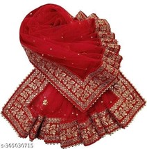 Red Indian Bridal Dupatta Embroidered Party &amp; Wedding Odhani/Chunni For Women - £43.95 GBP