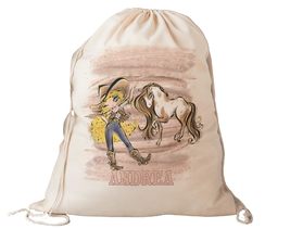 Personalised Santa Sack, Cowgirl &amp; Horse, Our Largest Size, 60cm x 70cm (Blue Ey - £26.53 GBP