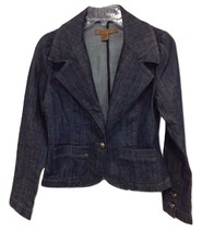 New Arden B Blue Denim Vintage Style Brass Button Jean Jacket Coat Size Small - £21.58 GBP