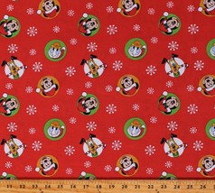 Cotton Mickey Mouse Christmas Donald Duck Pluto Red Fabric Print by Yard D403.35 - £7.95 GBP