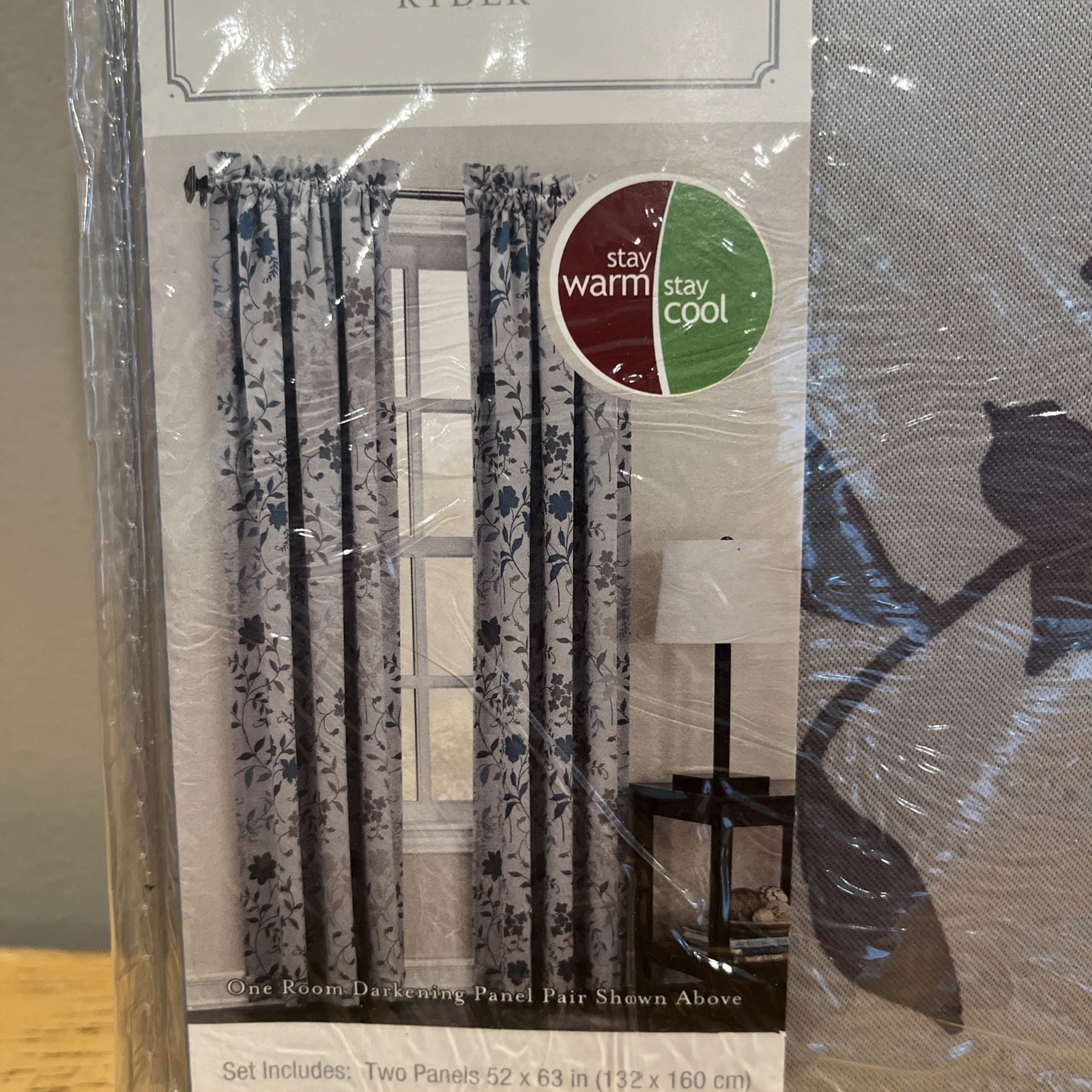 Vtg Jaclyn Smith Room Darkening Gray Floral Panel Pair Ryder 52"x63" Curtains Item image 2