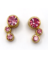Vintage Gold Tone SH Avon Pink Crystal Earrings - £10.82 GBP