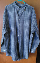 Mens Saddlebred Tall Man Button Up Collar Checkered Blueish Grey Dress Shirt - £11.98 GBP