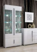 White High Gloss And Grey Display Cabinet - £460.58 GBP
