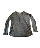 Victoria&#39;s Secret Women&#39;s Small Heather Grey Long Sleeve Henley Flax Paj... - $14.01