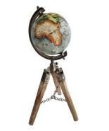 17&quot; Big Modern Map Atlas World Globe With Wooden Tripod Stand Globe Floo... - $1,305.72 MXN