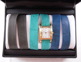 La Mer Silver Interchangeable Gift Box: Gray Wash, Teal Wash &amp; Royal Blue Straps - £102.90 GBP