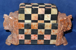 Marble Tea Coaster Set Chess Design Elephant Handmade Home Table Decor G... - $99.09