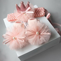3pcs Newborn Girl Baby Birthday Baptism Gift Sets Hair Accessory Socks Gfit Box - £15.16 GBP