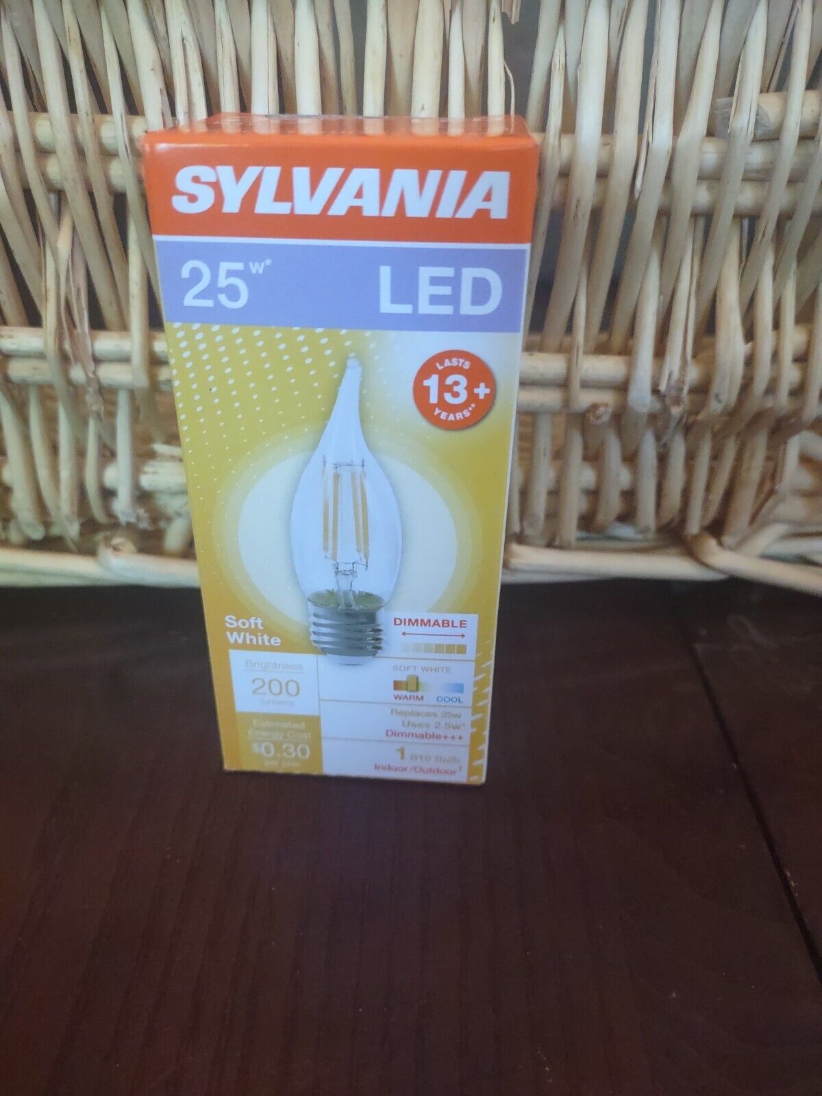 Sylvania 2.5 Watt (25W)  LED B10 Chandelier Dimmable Clear Light Bulb Me... - $24.63