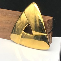 Monet Large Modernist Triangle Brooch, Polished Gold Tone Vintage Lapel Pin, Chu - £29.55 GBP