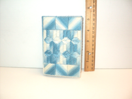Needlepoint Handmade Memo Book Cover Variegated Blue 5 3/8&quot; x 3 1/2&quot; Vin... - £10.59 GBP