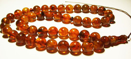 Islamic 45 Prayer bead Natural Baltic Amber Tasbih Misbaha Amber Tesbih pressed - £96.19 GBP