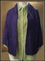 CHICO&#39;S ALL SILK JACKET - Size 2 - Purple Embroidered Ladies Jacket - £26.37 GBP