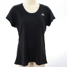 Adidas Womens ClimaLite Athletic Shirt M Medium Black Mesh Back V-Neck Active - £10.02 GBP