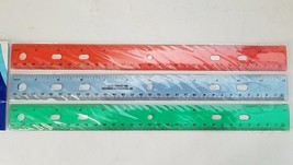 12&quot;/30 cm SCHOOL OFFICE RULER Plastic BeveledEdges Inches/Centimeter 3 R... - $2.96