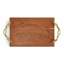 Michael Aram - Wisteria Gold Wood Bread Board with Gold Handles 18&quot; x 10&quot; 123315 - £151.28 GBP