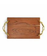 Michael Aram - Wisteria Gold Wood Bread Board with Gold Handles 18&quot; x 10... - $255.50 CAD