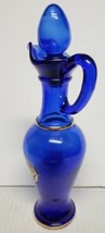 Vintage Small Avon Bottle Cobalt Blue Gold Pitcher Vase - £9.07 GBP