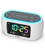 Glow Small Colorful Alarm Clock Radio With Rainbow Digit, 7 Color Night ... - $52.99