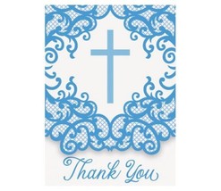 Fancy Blue Cross 8 Ct Thank You Notes Baptism Confirmation Communion - £3.14 GBP
