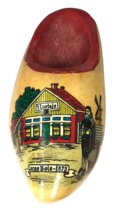 Wooden Shoe from Holland Netherlands Decorative Hand Painted Wood Souvenir 6&quot; - £13.14 GBP