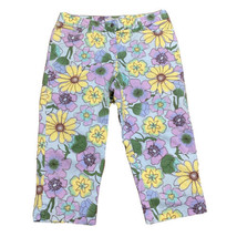 Covington Women&#39;s Casual Cropped Pants ~ Sz 14 ~ Blue ~ Floral ~ Stretch - $14.39