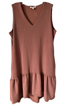 Cynthia Rowley Women&#39;s Dress Sleeveless V-Neck Ruffle Skirt w/Pockets Size L Tan - £23.73 GBP