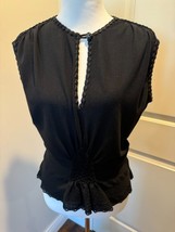 Yves Saint Laurent Rive Gauche Black Cotton Sleeveless Top SZ L Italy NWOT - $256.41