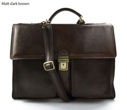 Leather briefcase business bag conference bag satchel office bag shoulder folder - £181.73 GBP