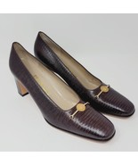 SALVATORE FERRAGAMO Womens Heels Sz 9 3A Rich Brown Lizard Print Leather... - £176.88 GBP