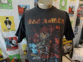Vintage 90&#39;s IRON MAIDEN 1998 Virtual World Tour Double Sided T Shirt Size XL - £70.05 GBP