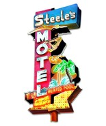 17&quot; Steeles Motel Neon Style in Steel USA Metal Sign Colorful No Vacancy... - £42.64 GBP