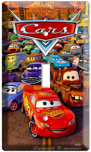 CARS 2 MCQUEEN SALLY MATER DISNEY MOVIE SINGLE LIGHT TOGGLE SWITCH WALL PLATE