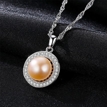 S925 Silver Pearl Necklace Micro Set 3A Zircon 9-9.5Mm Freshwater Pearl - £20.73 GBP