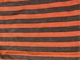 Vintage Unbranded Woven Nubby Wide Stripe Fabric orange Brown Stripe 1 yard plus - £18.31 GBP