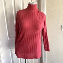 New Anthropologie Eri + Ali Fiona Hacci Turtleneck Ribbed Tunic Sweater Pink XS - £23.35 GBP