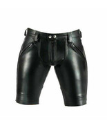 Mens Real Cowhide Leather Short Slim Fit Leather Clubwear Leisure Bondag... - $123.33 CAD