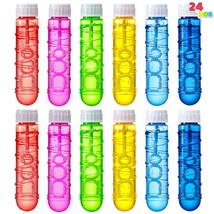 24 Pack 2Oz Bubble Liquid Clear Bottle With Wand Set For Kids&#39; Bubble Toys Summe - £23.96 GBP