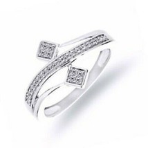 1/5 Ct Princess  Diamond Bypass Ring 14K White Gold Plated Silver  - £61.50 GBP