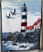 Biederlack Blanket Lighthouse Landscape Reversible Throw 57 x 80 Nautical Soft - £23.58 GBP