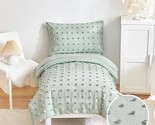 4 Piece Tufted Dots Toddler Bedding Set Solid Green Jacquard Pom Pom Tuf... - £43.24 GBP