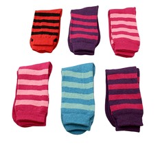Ladies 6 Pack Warm Thermal Crew Socks Assorted Colors Cotton Blend Strip... - £11.67 GBP